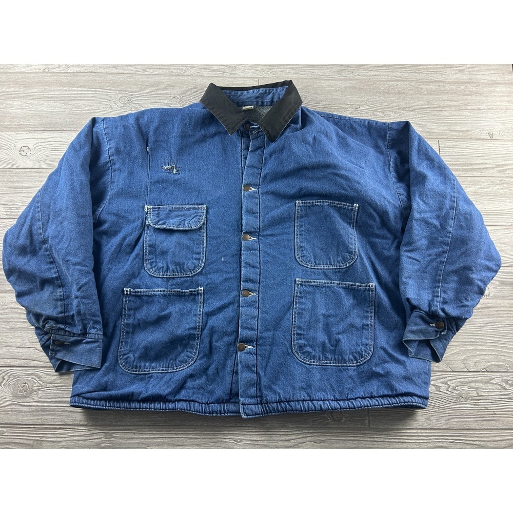 VTG Bob Barker Flannel Lined Denim Jacket Men's 4XL Barn Outdoor Workwear 90's